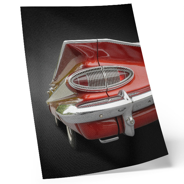 Kunstdruck leinwand Rotes Auto mit Chromdetails im Retro-Stil