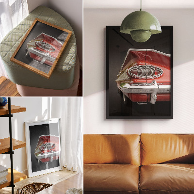Kunstdruck leinwand Rotes Auto mit Chromdetails im Retro-Stil