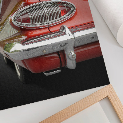 Kunstdruck leinwand Rotes Auto mit Chromdetails im Retro-Stil