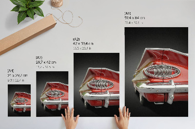 Kunstdruck leinwand Rotes Auto mit Chromdetails im Retro-Stil