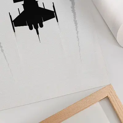 Poster schwarzes Flugzeug auf weißem Hintergrund in minimalistischem Kontrast