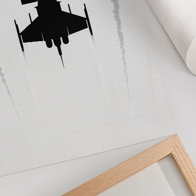 Poster Schwarzes Flugzeug auf weißem Hintergrund – Kontrast und Minimalismus