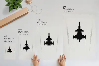 Poster schwarzes Flugzeug auf weißem Hintergrund in minimalistischem Kontrast