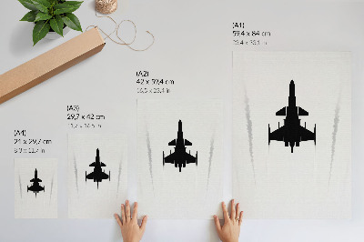 Poster Schwarzes Flugzeug auf weißem Hintergrund – Kontrast und Minimalismus