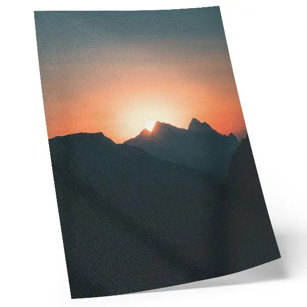 Kunstdruck auf Leinwand mit Motiv Berge bei Sonnenuntergang