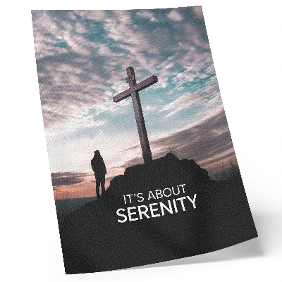 Wandposter Ein Kreuz am Himmel bei Sonnenuntergang