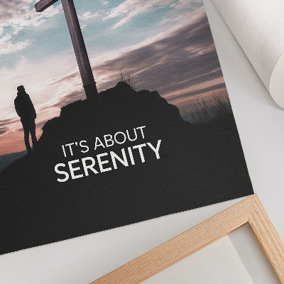Wandposter Ein Kreuz am Himmel bei Sonnenuntergang