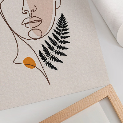 Wandposter Minimalistisches Gesicht mit Blattelement