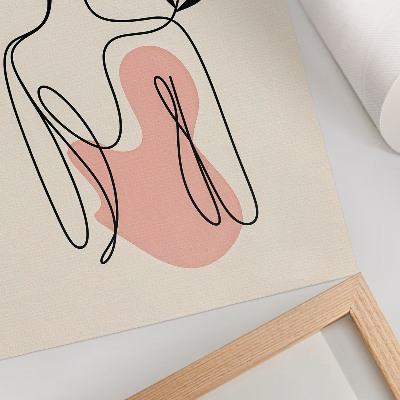 Poster Eine zierliche Frau als Strichzeichnung auf cremefarbenem Hintergrund