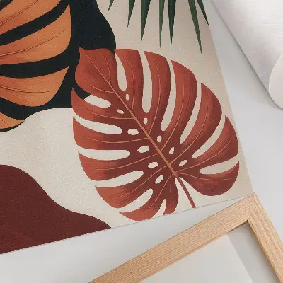 Kunstdruck auf Leinwand tropische Blätter in leuchtenden Farben für ein modernes Wohnambiente