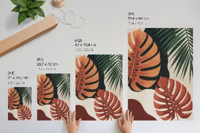 Kunstdruck auf Leinwand tropische Blätter in leuchtenden Farben für ein modernes Wohnambiente