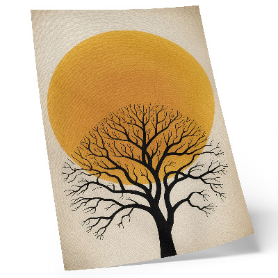 Poster Ein Baum vor dem Hintergrund eines großen Kreises in warmen Farbtönen