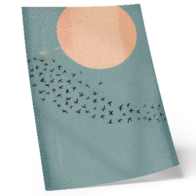 Poster Vögel im Flug, blauer Hintergrund, großer Kreis