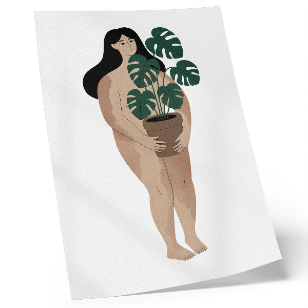 Kunstdruck leinwand Frau mit einem Blumentopf, Eleganz, Minimalismus, Frieden