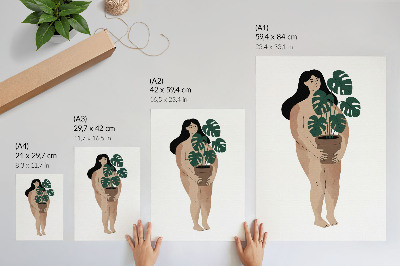 Kunstdruck leinwand Frau mit einem Blumentopf, Eleganz, Minimalismus, Frieden