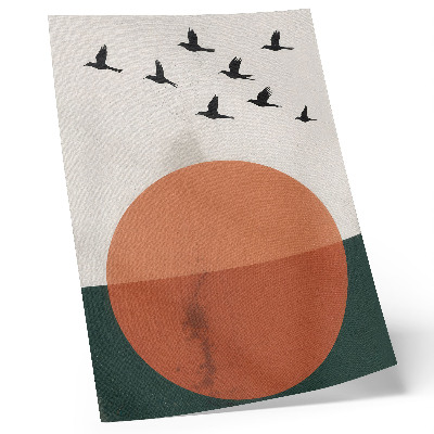 Wandposter Vögel im Flug, orangefarbener Kreis, minimalistisch