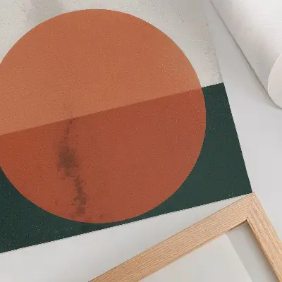 Wandposter Vögel im Flug in einem orangefarbenen Kreis im minimalistischen Stil