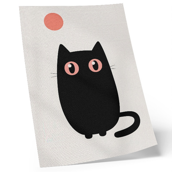 Kunstdruck leinwand Schwarze Katze mit rosa Augen auf weißem Hintergrund