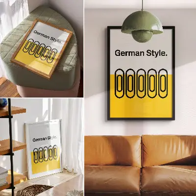 Wandposter mit klaren geometrischen Linien und kontrastierenden Farben