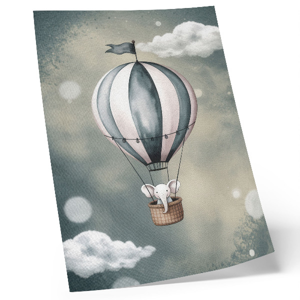 Poster Ballon mit Wolken in zarten Grautönen