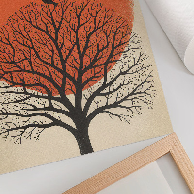 Wandposter Vögel, Baum, Sonne – Motiv im minimalistischen Stil