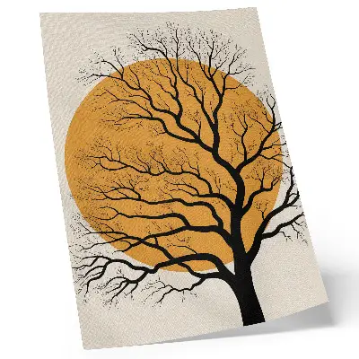Poster minimalistischer Baum auf orangefarbenem Hintergrund