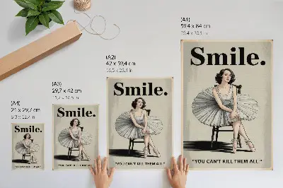 Kunstdruck auf Leinwand Ballerina im Tüllkleid mit schwarzer Schrift im nostalgischen Stil