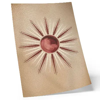 Poster Boho-Stil mit strahlender Sonne in warmen Farbtönen