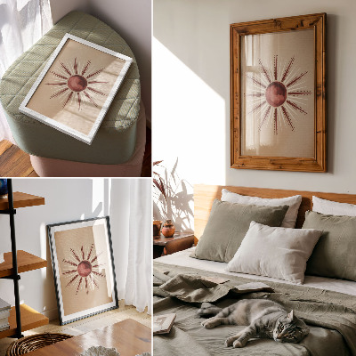 Poster Boho-Stil, strahlende Sonne, warme Farbtöne