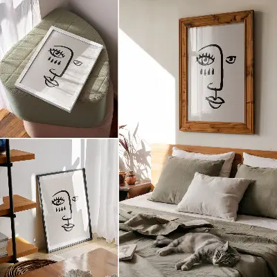 Wandposter abstrakte Gesichtszüge im modernen Minimalismus-Stil