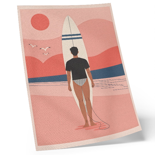 Poster Surfbrett, Strand, Meer, Ruhe, Entspannung