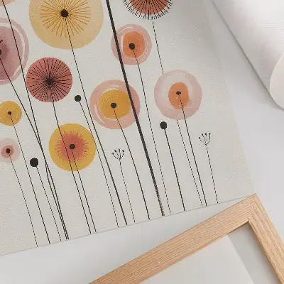 Kunstdruck auf Leinwand pastellfarbene Löwenzahnblüten im modernen und zarten Stil