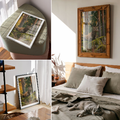 Kunstdruck leinwand Ein majestätischer Hirsch in einer Waldlandschaft