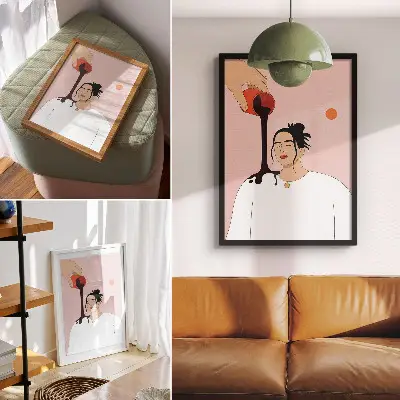 Poster minimalistische Figur unter einem dunklen Bach