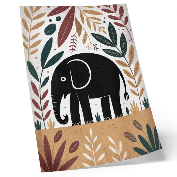 Kunstdruck auf Leinwand Elefant zwischen den Blättern als elegante Naturdarstellung