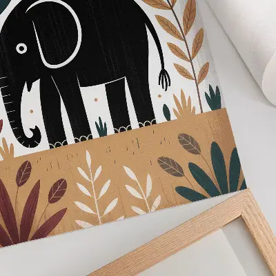 Kunstdruck auf Leinwand Elefant zwischen den Blättern als elegante Naturdarstellung