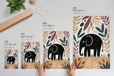 Kunstdruck auf Leinwand Elefant zwischen den Blättern als elegante Naturdarstellung