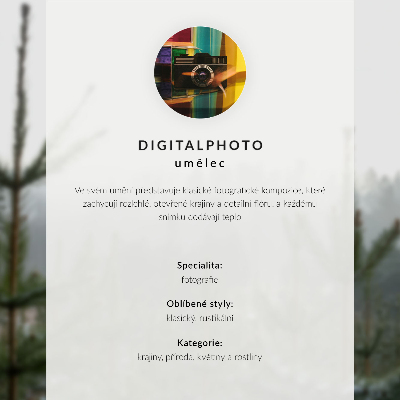 Wandposter Grüne Bäume, Nebel, orange Blätter, Frieden