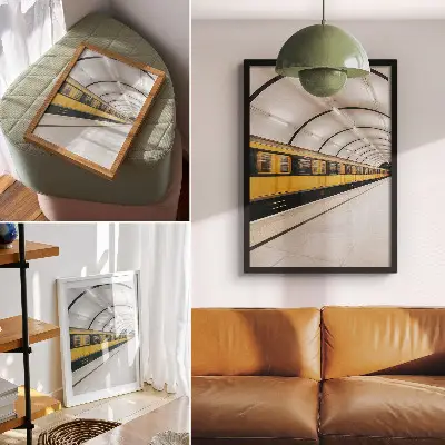 Wandposter moderne U-Bahn mit fließenden dynamischen Linien