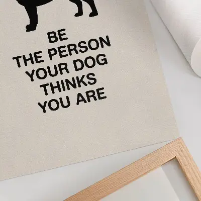 Wandposter mit dem Motiv Motivation und der Hund