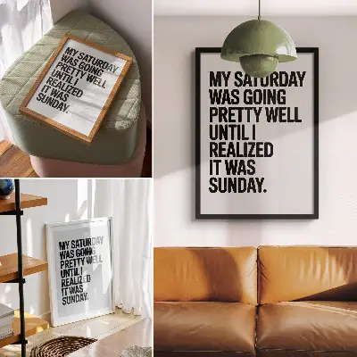 Poster mit kontrastreicher Typografie und humorvoller Botschaft