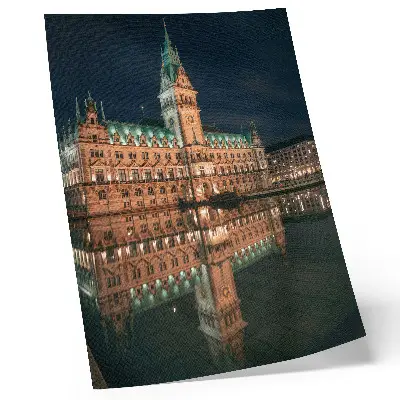 Poster Klassische Architektur reflektiert im Abendlicht