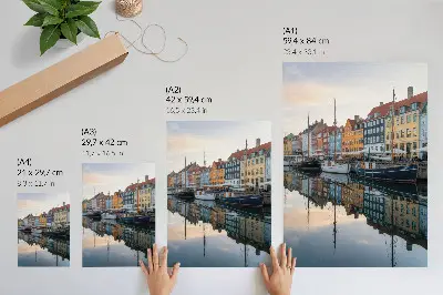 Kunstdruck auf Leinwand bunte Gebäude spiegeln sich im Wasser