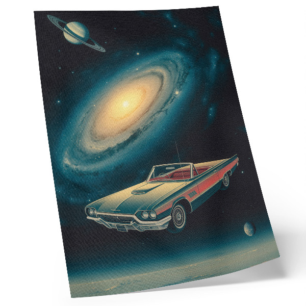 Poster Ein Auto im Weltraum ist eine fantastische Kombination