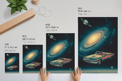 Poster Ein Auto im Weltraum ist eine fantastische Kombination
