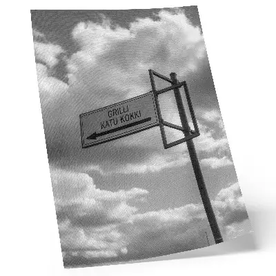 Wandposter schwarz-weiße Verkehrsschilder in moderner Nebeloptik
