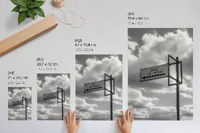 Wandposter Schwarz-weiße Verkehrsschilder vernebeln die Moderne