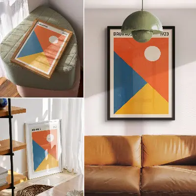 Leinwand-Kunstdruck mit geometrischen Formen und intensiven Farben für eine moderne Atmosphäre