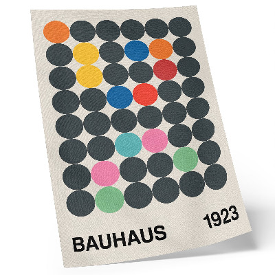 Wandposter Geometrische schwarze Kreise, leuchtende Farben, Inspirationen aus dem Bauhaus