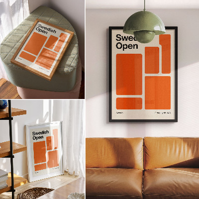 Poster Orangefarbene Rechtecke auf cremefarbenem Hintergrund